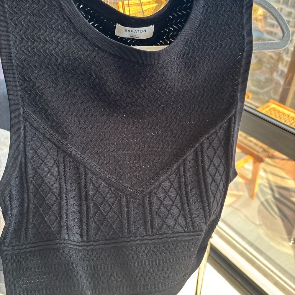 Babaton Black Textured Cropped Sweater